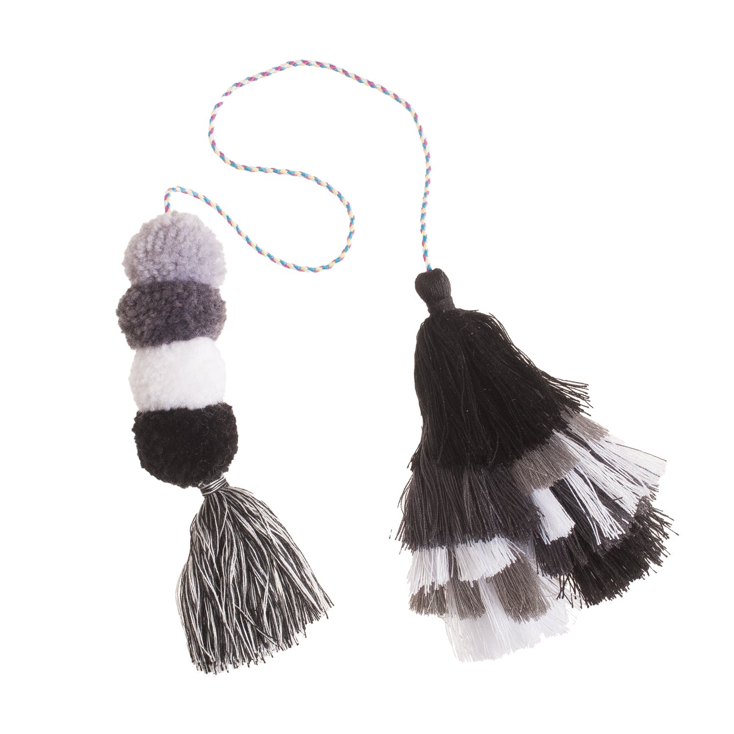 Bogg Bag Bauble - Black and White Double Tassel | MGWAIC-015